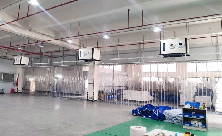 制衣廠制冷降溫，安裝蒸發冷省電空調-臥式射流空調機組