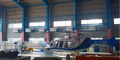 飛機維修倉庫降溫項目，安裝8臺蒸發冷省電空調