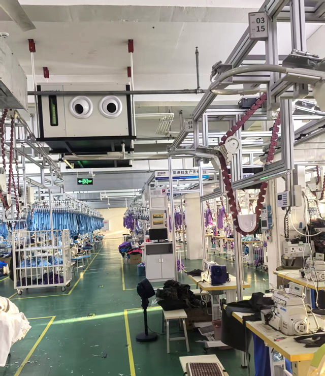 服裝車間空調新方案：蒸發冷省電空調-臥式射流空調