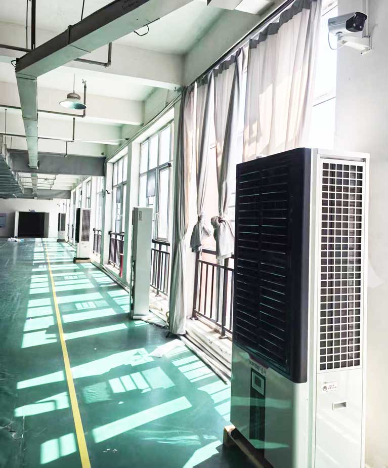 廠房降溫紹興新方案：蒸發冷省電空調-立式軸流雙風口空調機組