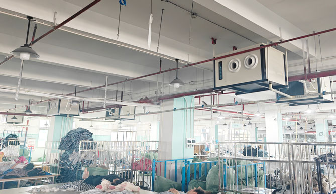 車間降溫，應(yīng)用蒸發(fā)冷省電空調(diào)-臥式射流空調(diào)，節(jié)能省電節(jié)省空間